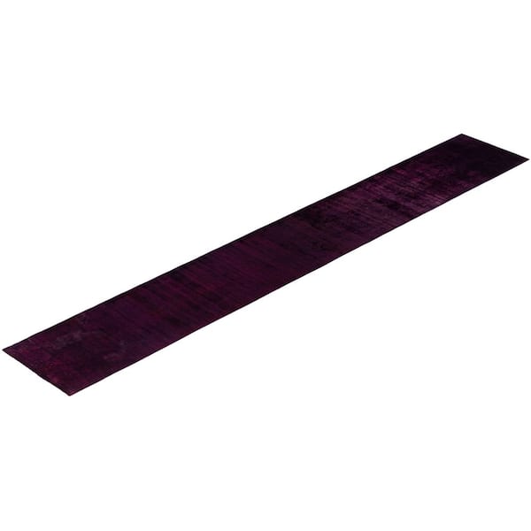 Overdyed Purple 2 ft. x 16 ft. Solid Wool Indoor Runner Rug