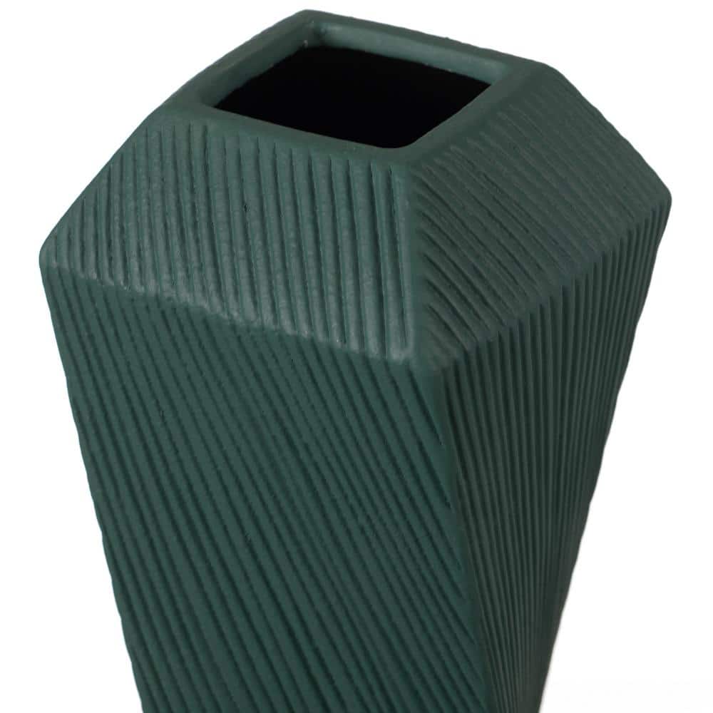 Tiny Green Ridged Ceramic Decorative Table Vase