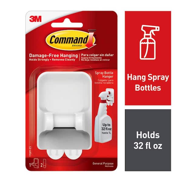 Command 32 fl. oz. Large White Spray Bottle Hanger (1 Hook, 2 Strips)