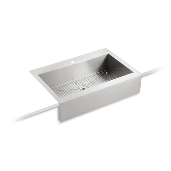 KOHLER Vault Farmhouse Apron-Front Stainless Steel 36 in. 1-Hole Single Bowl Kitchen Sink