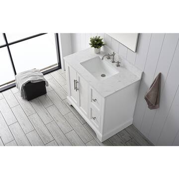 Chambery 36 in. W x 22 in. D x 34.5 in. H Bathroom Vanity in White with Engineered Marble Top