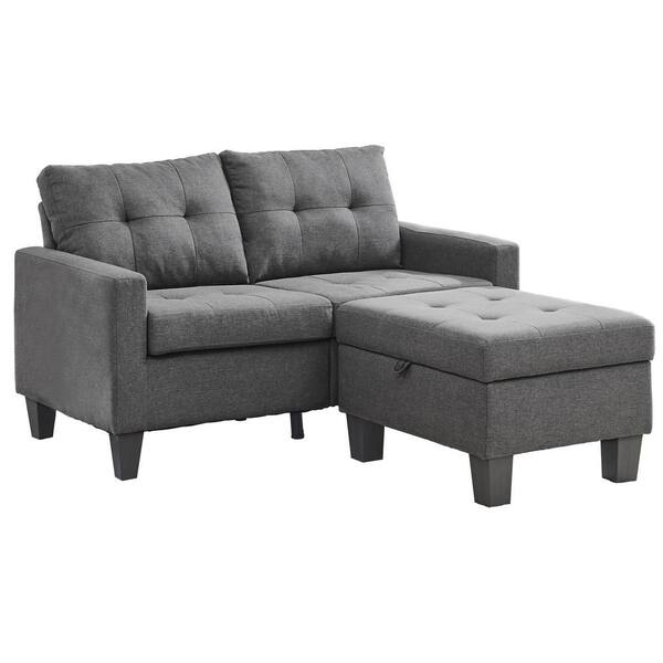 Good & Gracious 58.27 In. Dark Gray Microfiber 3-seats Sectional Sofa 