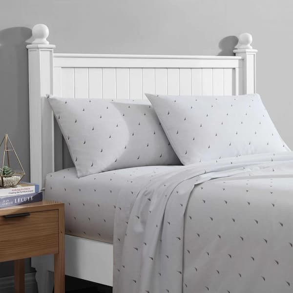 J-Class Boat Stripe 4-Piece Light Grey Microfiber Queen Sheet Set