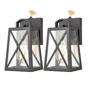 14.96 in. Black Outdoor Hardwired Lantern Wall Sconce with No Bulbs Included