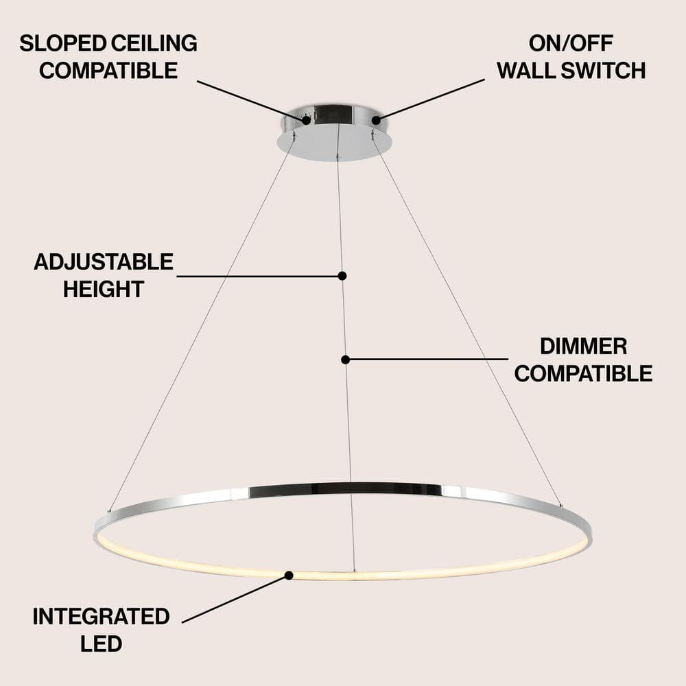 Circulo 34.88" Chrome LED Bohemian Pendant Light