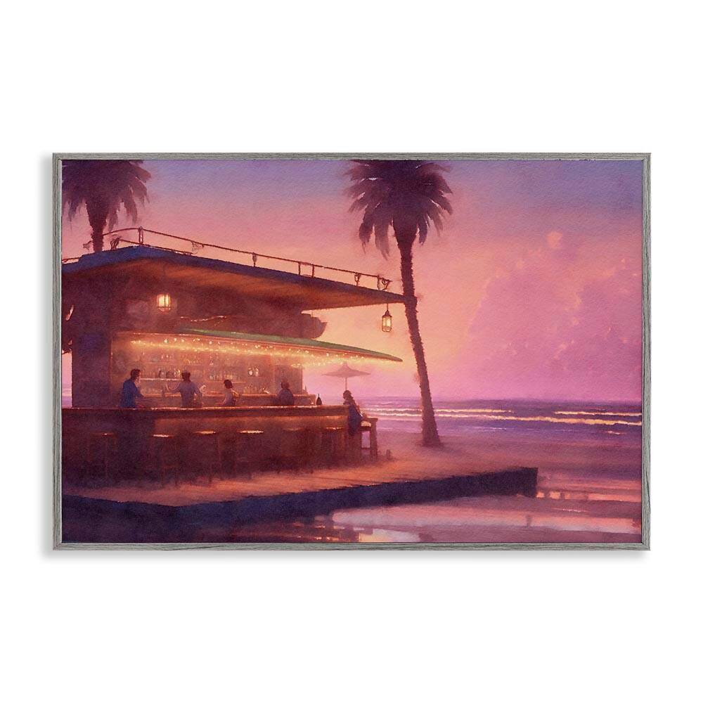 Vivid Tropical Sunset by Noah Bay Gray Framed Coastal Giclee Art Print 12 in. x 18 in. price history on PriceWatchPro