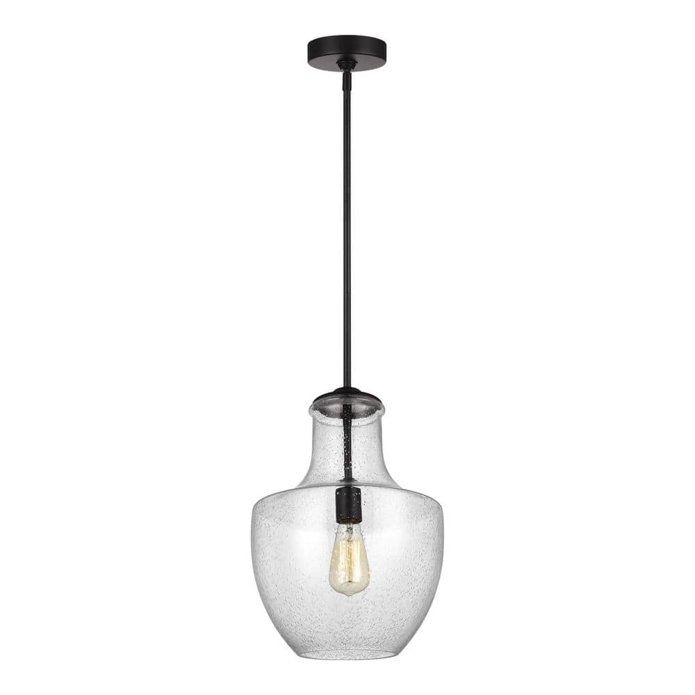 Ashworth 1-Light Indoor Contemporary Oil Rubbed Bronze Dimmable Hanging Ceiling Pendant Light, Clear Seeded Glass Shade price history on PriceWatchPro