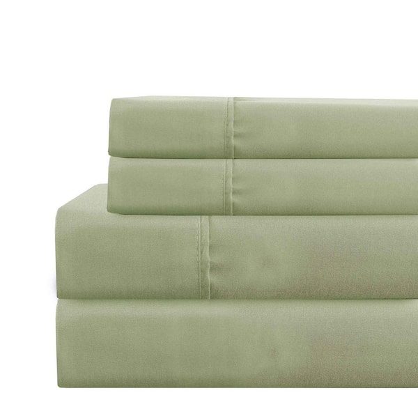 MODERN THREADS Deep-Pocket 4-Piece Sage Ultra-Soft Solid Microfiber Queen Sheet Set