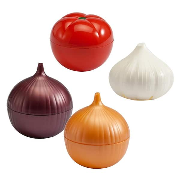 Hutzler 4-Piece Set Classic Food Savers (Onion Savers, Tomato Saver, Garlic Saver)