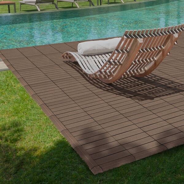 CREATIVE SURFACES 3 in. x 12 in. Composite Deck Tile Edge Trim in Cypress (4-Pieces Per Box)