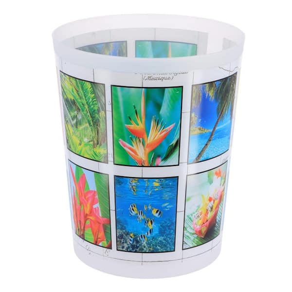 Island Waste Basket 4.5L/1.2 Gal. Decorative Plastic Trash Can for Home and Office Multicolor