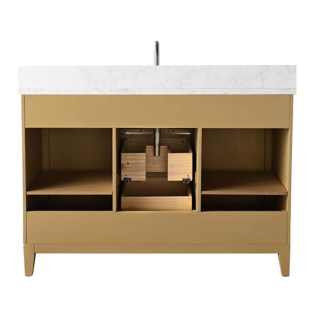 Natural Oak 48" Single Bathroom Vanity with Engineered Marble Top