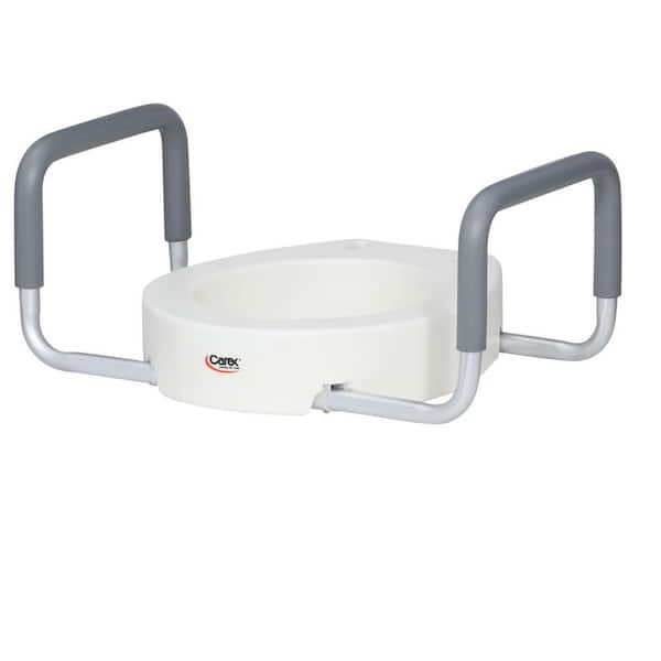 Carex Health Brands Elevated Toilet Seat with Handles in White for Standard Toilets