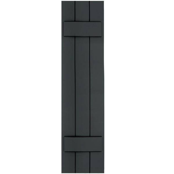 Winworks Wood Composite 12 in. x 48 in. Board & Batten Shutters Pair #632 Black