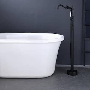 2-Handle Freestanding Tub Faucet with Hand Shower in Matte Black