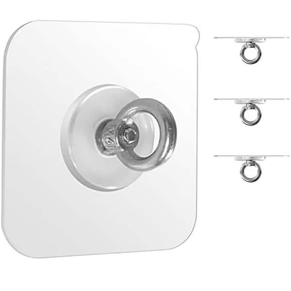 10cm Sticker Stainless Steel Round Outdoor Adhesive Ceiling Hooks Heavy Duty Holds 40lbs for Hanging Plants 4-Pack