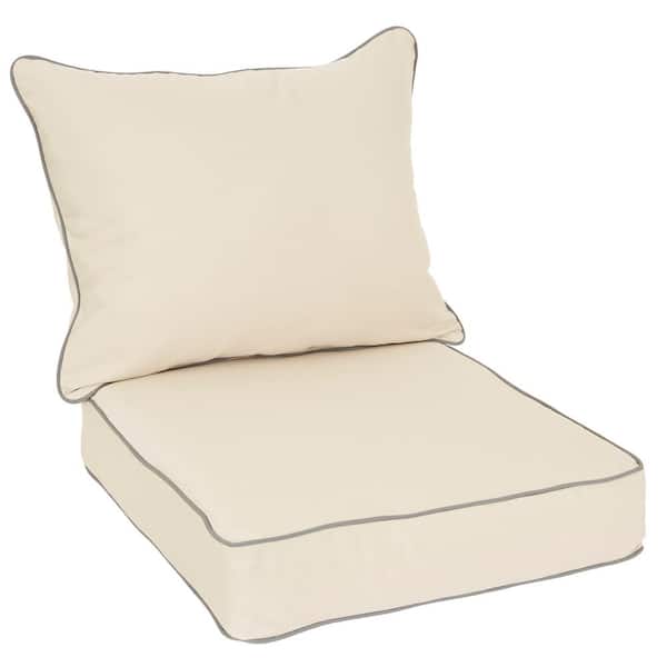 SORRA HOME 23 x 25 Deep Seating Outdoor Pillow and Cushion Set in Sunbrella Canvas Antique Beige