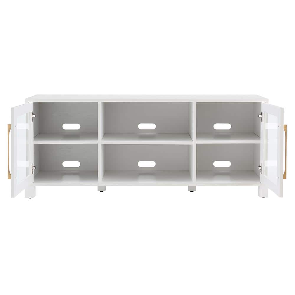 Quincy 58" White TV Stand with Glass Doors