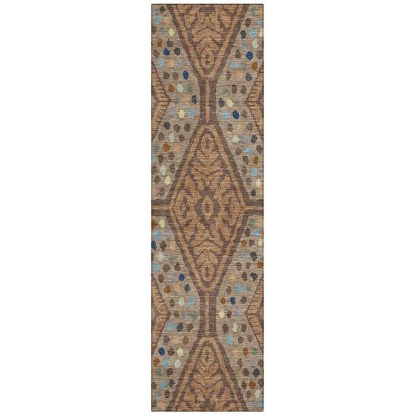 Chantille Machine Washable Indoor/Outdoor Abstract ACN2457 Copper 2 ft. x 7 ft. Runner Rug