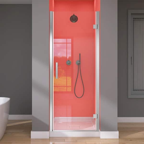Getpro 32-33.25 in. W x 72 in. H Semi-Frameless Pivot Swing Shower Door Right Hinged Panel in Chrome with 1/4 in. Clear Glass