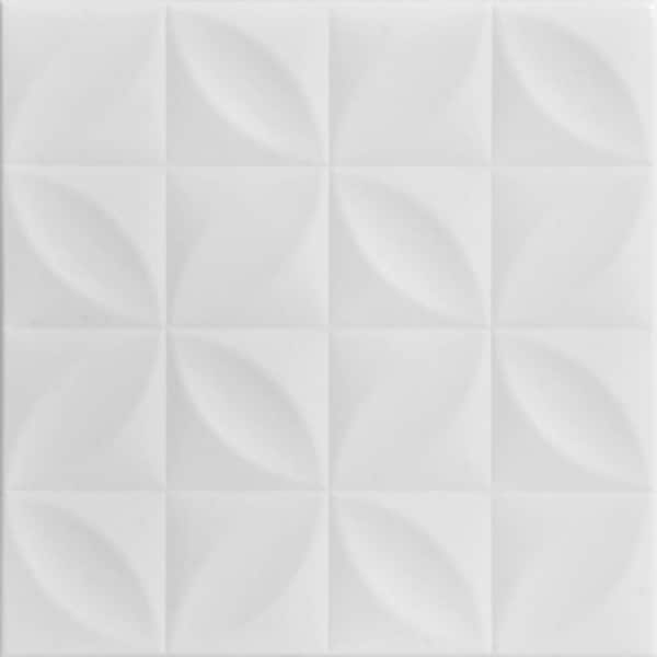 Perceptions White Heron 1.6 ft. x 1.6 ft. Decorative Foam Glue Up Ceiling Tile (21.6 sq. ft./case)