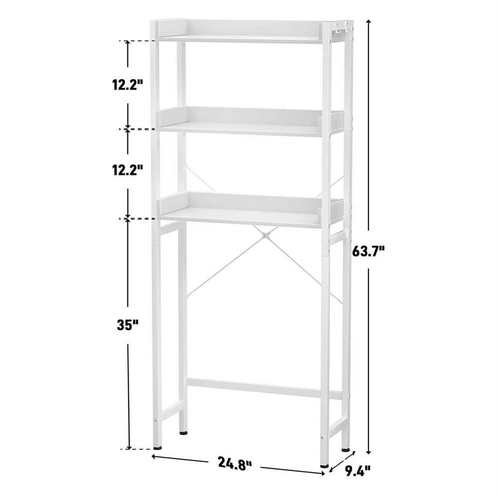 White Metal Frame 3-Tier Over-the-Toilet Storage Shelf