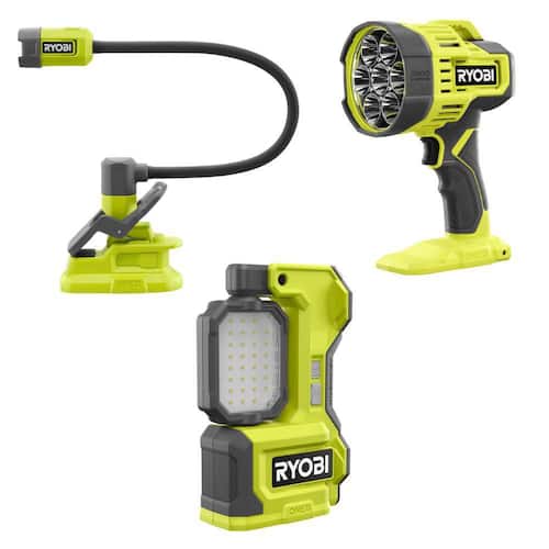 RYOBI ONE+ 18V Cordless Lighting Combo Kit (3 Lights, Tool only)