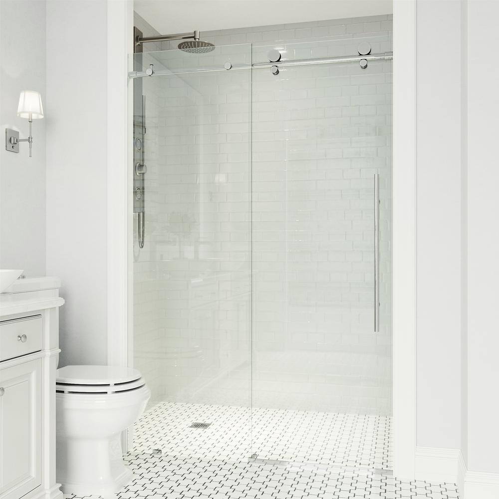 Elan E-Class Frameless Chrome Sliding Shower Door with Clear Glass