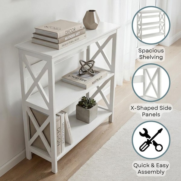 Convenience Concepts Oxford 32.25 in. H White MDF 3-Shelf Bookcase