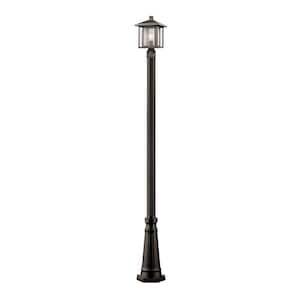 Aspen 1-Light Bronze with Seedy Glass Aluminum Hardwired Outdoor Weather Resistant Post Light Set with No Bulb Included