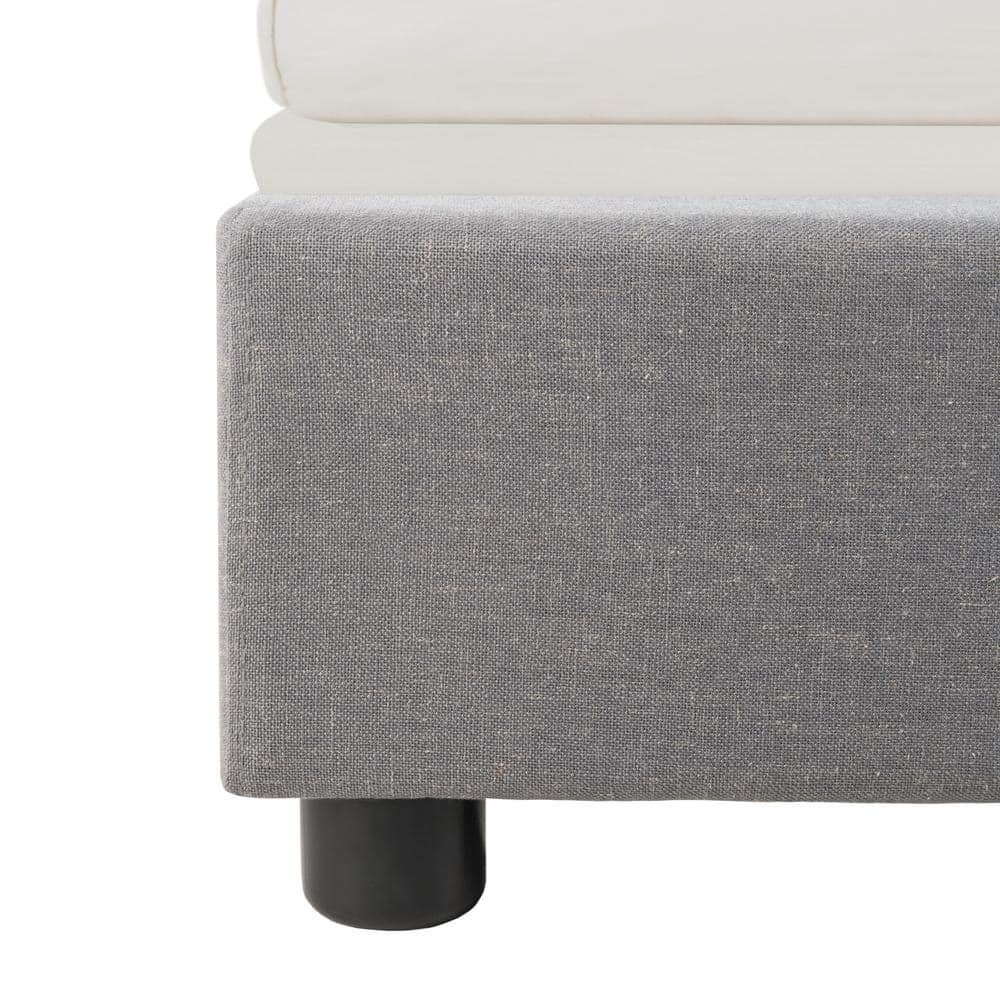 Gray Linen Tufted Upholstered Queen Platform Bed with Headboard