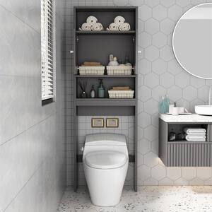 Home Edition Gray 3-Tier MDF Wooden Storage Cabinet with Toilet Fits Inside the Cabinet