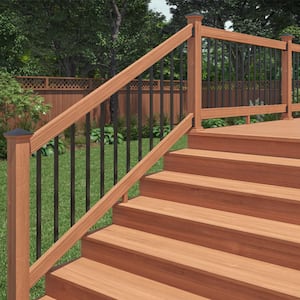 6 ft. Cedar-Tone Southern Yellow Pine Stair Rail Kit with Aluminum Rectangular Balusters