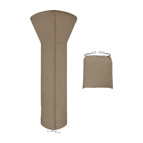Misopily Waterproof 89 in. x 33 in. x 19 in. Camel Fabric Patio Heater Cover with Zipper and Storage Bag