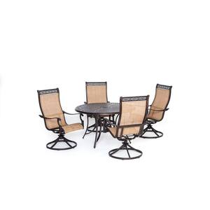 Somerset 5-Piece Aluminum Round Outdoor Dining Set with Swivels and Cast-Top Table