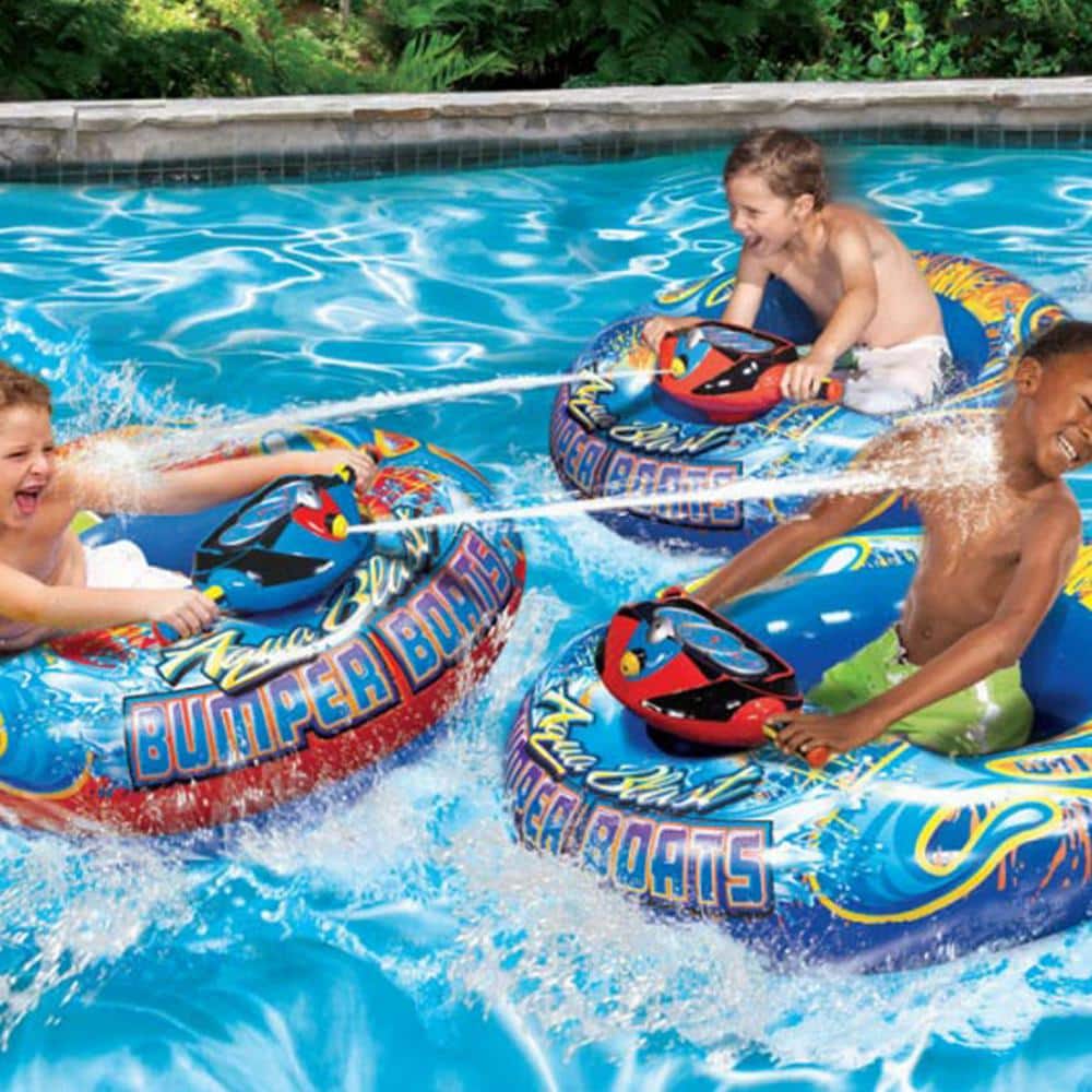 Red Aqua Blast PVC Motorized Bumper Boat Inflatable Pool Float Water Toy