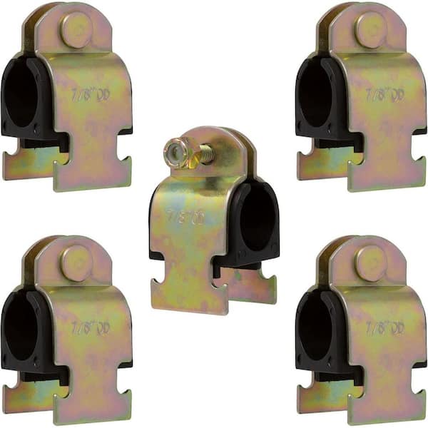 3/4 in. NOM (7/8 in. OD) Steel Rubber Cushion Strut Clamp for Mounting Copper Piping, Yellow Chromate Zinc, 5-Pack