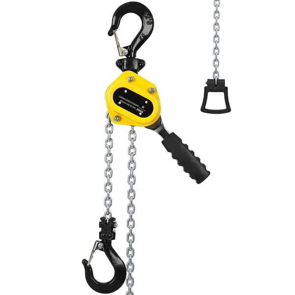 0.25T 10 ft. Lever Chain Hoist w/Portable Hooks, 360° Hook