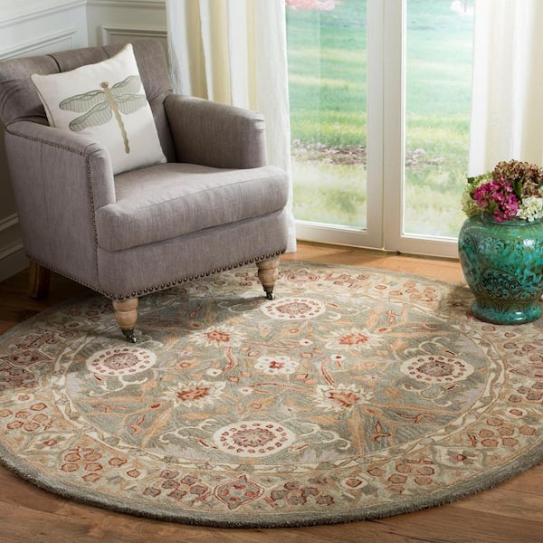 Anatolia Sage/Ivory 6 ft. x 6 ft. Round Border Area Rug