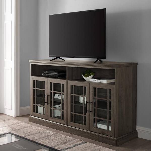 Slate Gray Wood Tv Stand Fits Tvs, Images Of Wooden Television Stands
