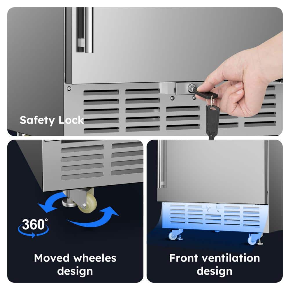 Silver Stainless Steel Single Zone Beverage Cooler with LED Controls