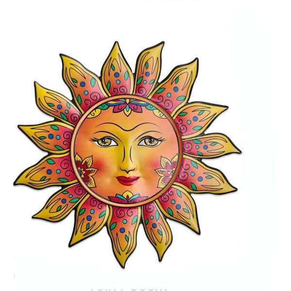 13 in. x 13 in. Metal Sun Flower Wall Decor Sculpture for Outdoor