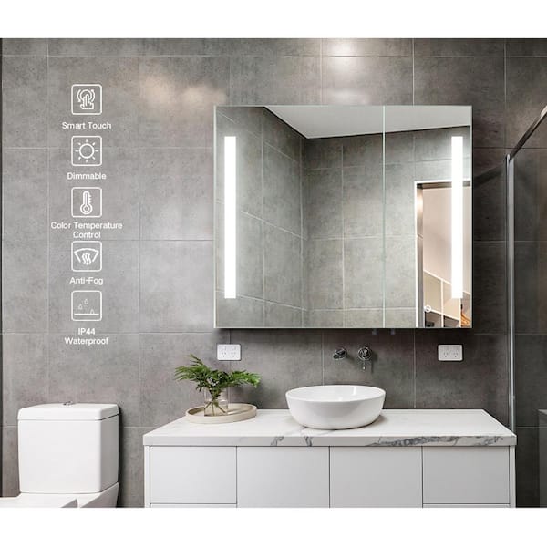 OLUMAT 30 in. W x 26 in. H Rectangular Frameless High Quality Wall Medicine Cabinet with Mirror