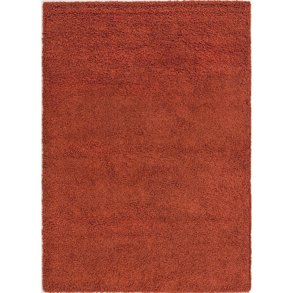 Unique Loom Solid Shag Terracotta 7 ft. x 10 ft. Area Rug