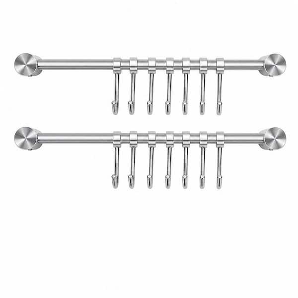 15.6 in. Pots and Pans Hanging Rack with 7 Sliding Hooks, Wall Mounted Kitchen Utensil Rack for Spatula (2-Pack)