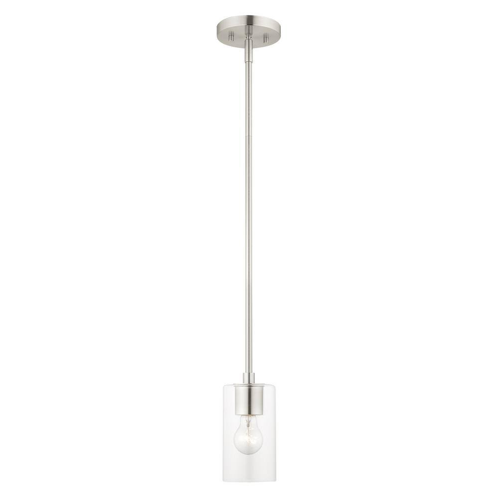 Zurich Brushed Nickel 1-Light Pendant with Clear Glass