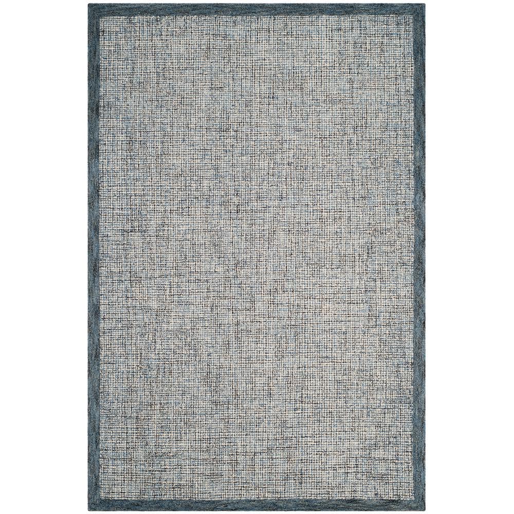 Navy and Ivory Handmade Wool Tufted 5' x 8' Area Rug