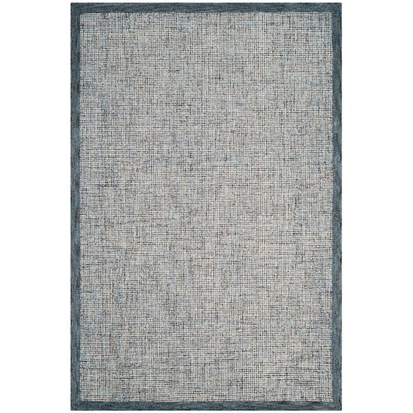 SAFAVIEH Abstract Navy/Ivory 5 ft. x 8 ft. Border Distressed Area Rug
