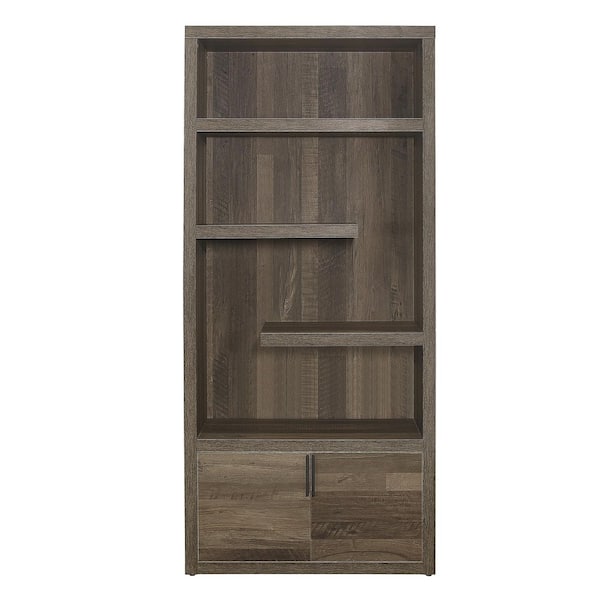 EVERGLADE HOME Hosta 36 in. Rustic Natural Wood 4-Shelves Standard Side Pier/Bookcase with Storage Cabinet