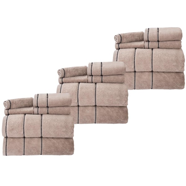 Lavish Home 18-Piece Taupe Absorbent Quick Dry 100% Cotton Bath Towel Set